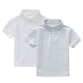 thumbnail image 2 of hengsof Lot de 2 Chemises à Manches Courtes Unies pour Garçons, Hauts Décontractés Classiques d'Été à Col à Revers, T-Shirts Décontractés Confortables pour Garçons, 2 of 8