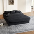 thumbnail image 4 of 75" 2-in-1 Foldable Sofa Bed, Convertible Sleeper Floor Sofa with Multi-Functional Blanket, Corduroy Lounge Bed for Living Room Bedroom Studio, Black, 4 of 7