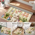 thumbnail image 6 of Rectangle Area Rug 2x3ft, Spring Rabbit Pastoral Flower Non-Shedding Washable Area Rug, Easter Bunny Butterfly Stripe Non Slip Low-Profile Rugs for Living Room, Bedroom Dining Room, 6 of 9