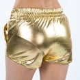 thumbnail image 2 of WTXUE Leather Pants, Women's Pants Drawstring Sparkly Elastic Outfit Yoga Shorts Shiny Waist Booty Dance Pants Women's Rave Pants, Pantalones De Mujer, 1-Gold, 2 of 8