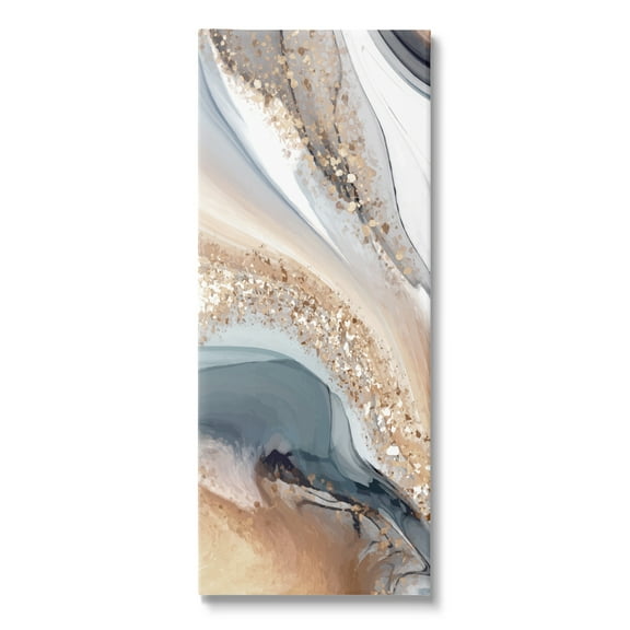 Stupell Industries Glam & Grey Waves Abstract Painting Gallery Wrapped Canvas Art Print Wall Art, 13 x 30