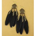 thumbnail image 4 of Pendientes de gancho colgantes de plumas de hoja de 3 gotas de estilo bohemio vintage B, 4 of 5