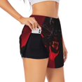 thumbnail image 1 of Balery Black Panther Red Background Pantalones cortos deportivos para mujer con forro y dos bolsillos, elásticos, para entrenamiento, gimnasio, yoga-Small, 1 of 7