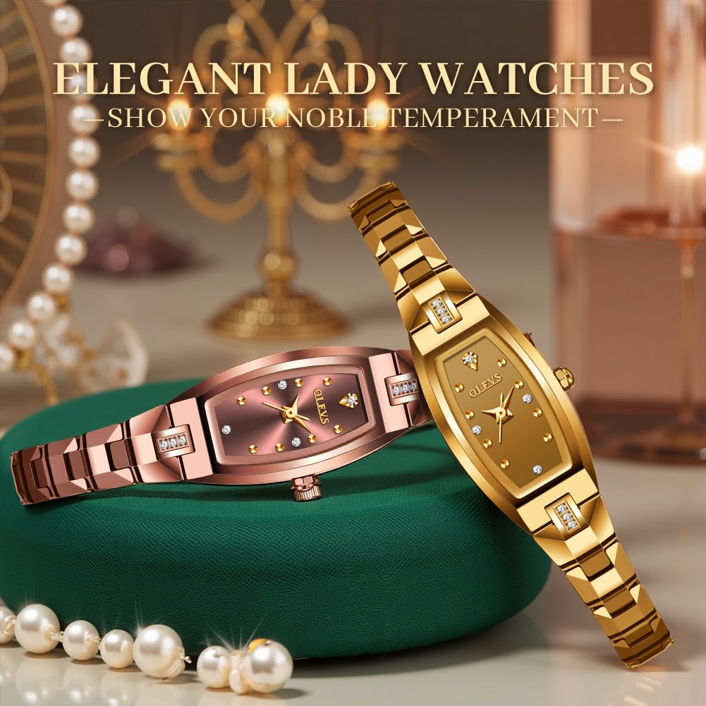 OLEVS Watches for Women Luxury Dress Waterproof Analog Quartz Rose Gold Plated Tungsten Slim Easy Read Casual Ladies Watches Women Wrist Watches Relojes para Mujer