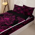 thumbnail image 3 of Homewish Gothic Horror Skull Zipper Full Size Comforter Sets with Fitted Sheet and 2 Pillowcases,Victorian Damask Zipper Bedding Set,Halloween Bed Set,Black Reversible,4pcs, 3 of 8