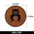 thumbnail image 2 of Teddy Bear Stuffed Animal Toy 2.5" Faux Leather Round Engraved Iron-On Patch - Brown, 2 of 6