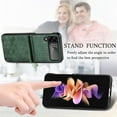 thumbnail image 3 of Dteck Case for Samsung Galazy Z Flip 4 6.7" 2022, Retro PU Leather Case with Luxury Embossed Diamond Grid Anti-drop Anti-seismic Stand n Folding Design Shockproof Case for Samsung Z Flip 4, Green, 3 of 12