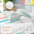 thumbnail image 2 of 3 Piece Aqua Teal Stripe Duvet Cover Set Twin Size,Microfiber Comforter/Quilt Cover with Corner Ties and 2 Pillowcases,Geometric Grey White Vertical Striped All Season Bedding with Zipper Closure, 2 of 8
