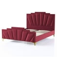 thumbnail image 3 of Furniture of America Lund 3pc Red Fabric Bedroom Set - CalKing + 2 Nightstands, 3 of 11
