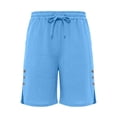 thumbnail image 3 of Men Casual Solid Side Split Pocket Elastic Waist Straight Half Shorts Pants Sport Pants, 3 of 7