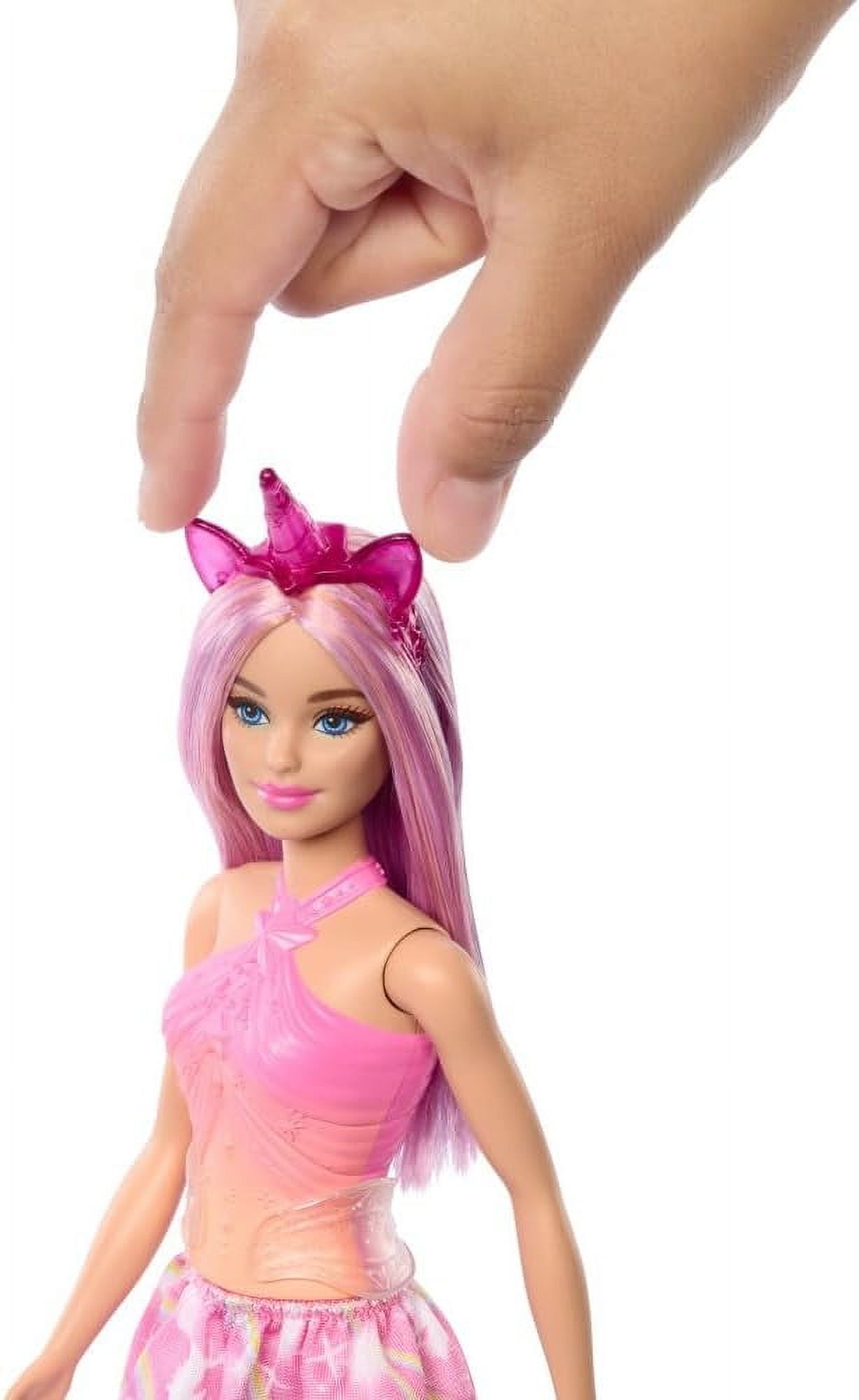 Barbie Unicord Dolls with Fantasy Hair and Headband Accessories, Mermaid Toys with Shell-Inspired Bodices and Colorful Tails