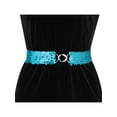 thumbnail image 4 of INSPIRE CHIC Women's Shimmer Skinny Stretchy Waist Belts Sequins Decor Elastic Belts for Dresses Light Blue, 4 of 6