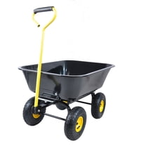 NIGSQJB 300lb Capacity Garden Wagon Cart Wheelbarrow with 10" Pneumatic Tire, Steel Frame & 180° Rotating Handle, 75L Gorilla Cart Folding Car Poly Garden Dump Truck, Quick Release, Black
