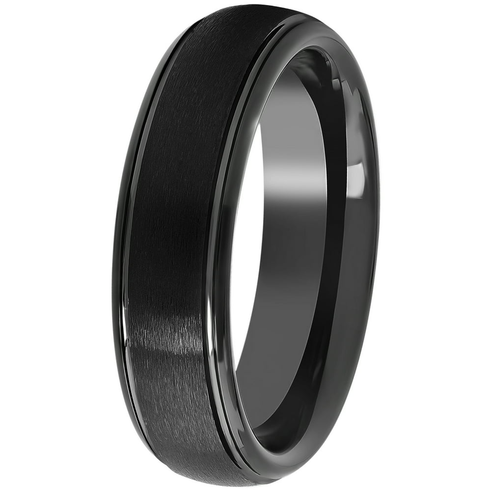 Brilliance Men's Black Tungsten 6MM Comfort Fit Domed Wedding Band
