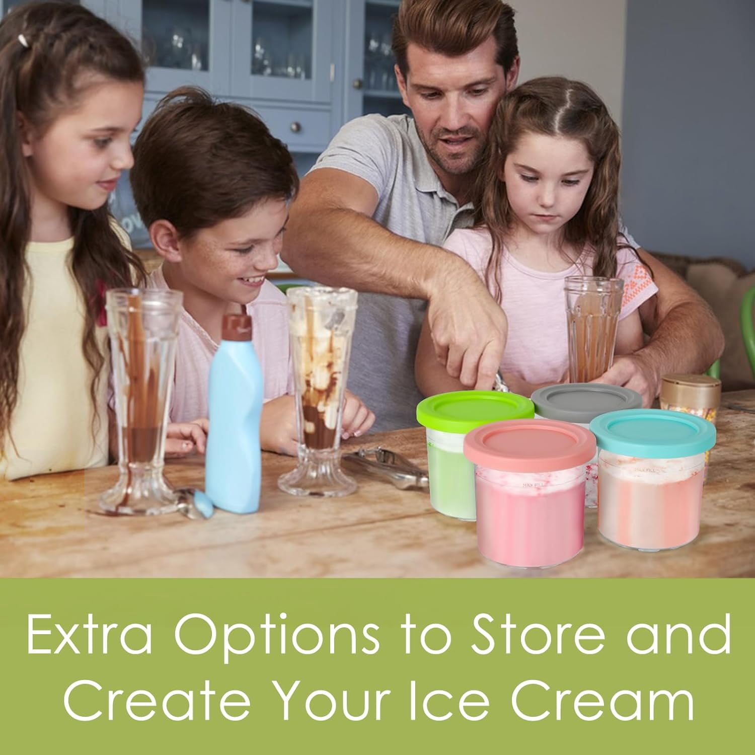 2 Silicone Ice Cream Container Lids – Yellow & Pink, Fits Ninja Creami NC299AMZ / NC300 / NC301