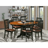 East West Furniture Kenley 7-piece Wood Dining Room Set in Black/Cherry