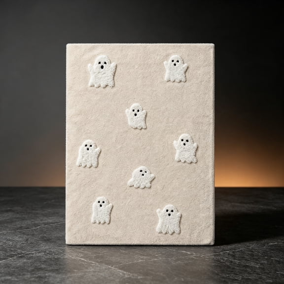 Halloween Ghost Throw Blanket, 59 x 39in Cream Tufted Ghost Pattern Soft Flannel Lap Throw Blanket Sofa Chair Decor Seasonal Holiday Present