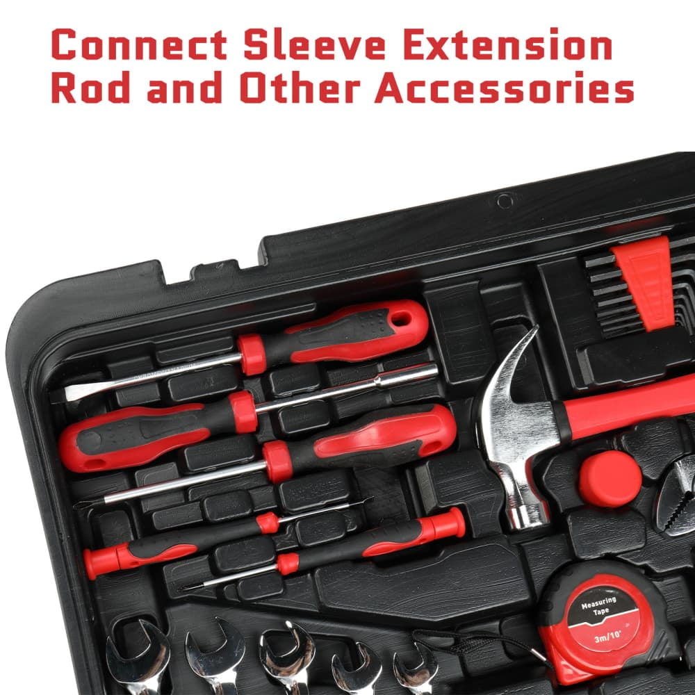 Tcbosik 599pcs Household Repair Tool Set with Rolling Trolley Case, Home Hand Tool Kit, General Tool Set for Homeowner, DIYer, Handyman, Black