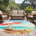 thumbnail image 5 of Welcome Summer Beach Round Living Room Rugs 7 ft, Coastal Watercolor Ocean Sky Palm Trees Lounger Washable Area Rug with Non-Slip Sturdy Edge Binding Round Carpet for Kitchen Office Bedroom, 5 of 9
