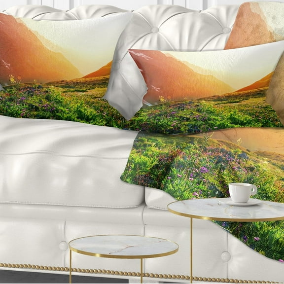 Designart Beautiful Meadow on Sunny Day - Landscape Printed Throw Pillow - 12x20