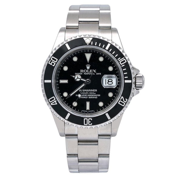 Pre-Owned Rolex Submariner Date 40MM 16610 Black Dial Black Ceramic Bezel Stainless Steel Oyster Bracelet