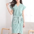 thumbnail image 5 of Vetsdori Short Length Robes for Women Lightweight Cotton Nightgowns Strap Warm House Loungewear Short Sleeve Ladies Bathrobe, 5 of 8