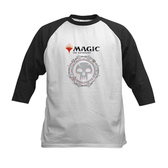 CafePress - Magic Black Mana Symbol Baseball Jersey - Kids Cotton Baseball Jersey, 3/4 Sleeve Shirt