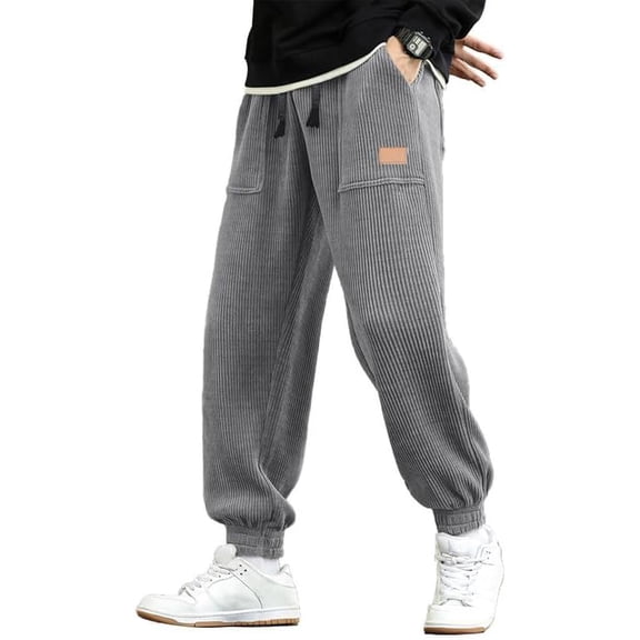 CAILDANL Mens Corduroy Joggers Pants Casual Cargo Pants Drawstring Elastic Waist Baggy Tapered Sweatpants with Pockets
