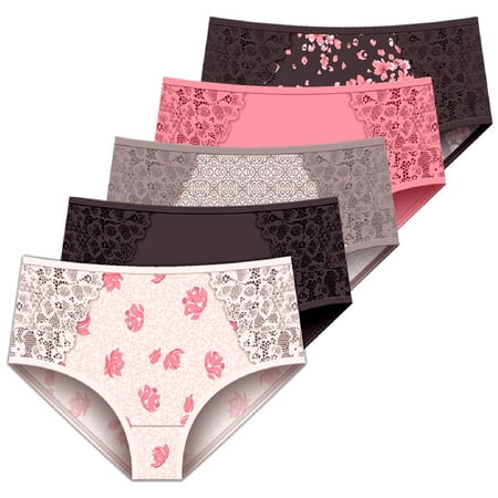 

Delta Burke Intimates Women s Lace Inset Stretch Microfiber Brief Panties 5-Pack ( Smokey Taupe - Poppy - Sugar - Peach - Toss) Size 9
