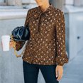 thumbnail image 2 of Camisa de manga larga estampada para mujer, camisa de gasa de manga larga informal a la moda con cuello levantado para compras en la oficina, 2 of 6