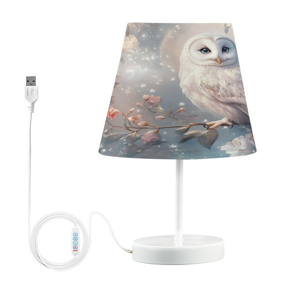 BZSMCE Table Lamp Creative Owl with Flowers Simple Pattern Night Light