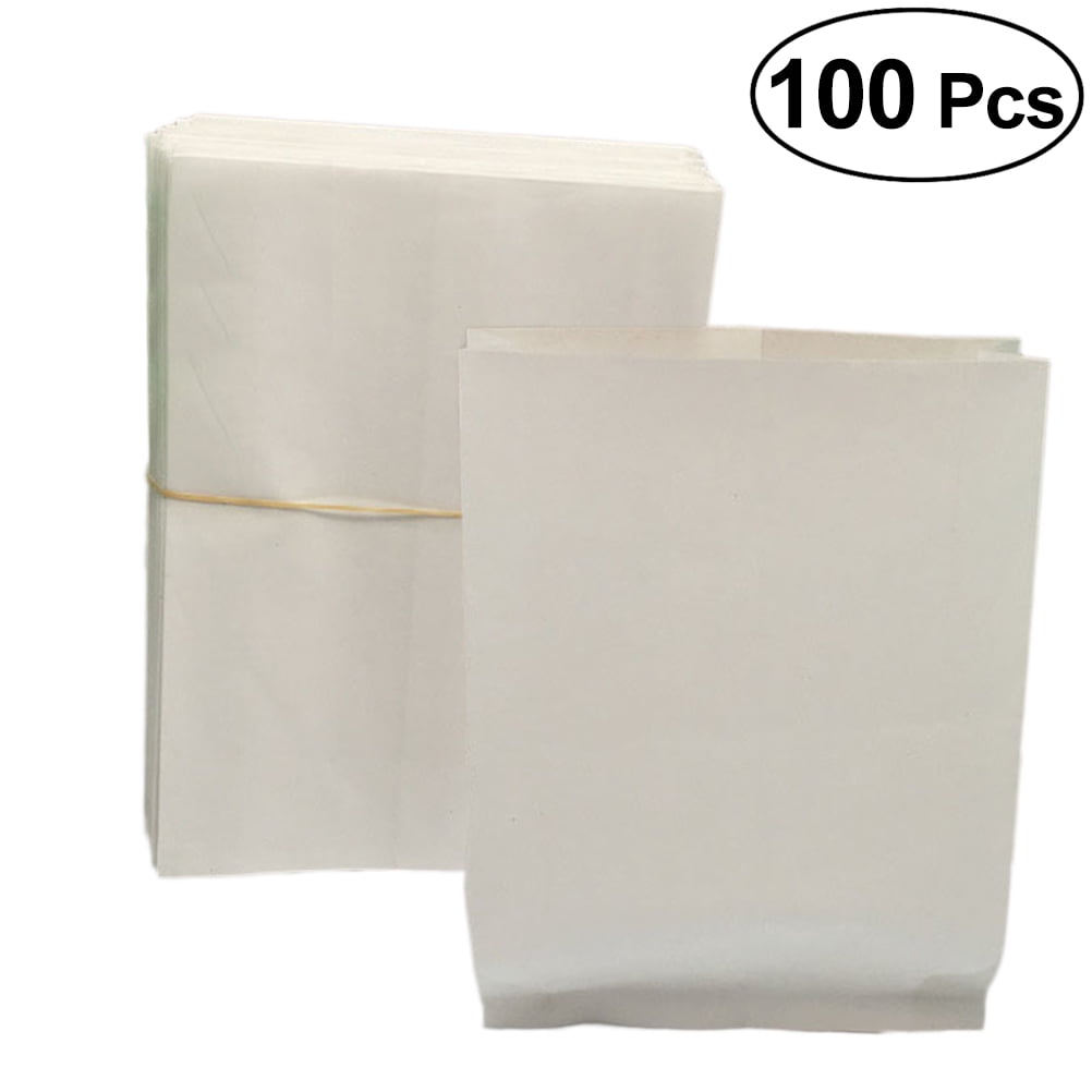 12" x 12" 100x White Flat Paper Bags White Food Market Grocery Sandwich Bags 