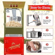 Chicdaze Popcorn Machine with 12 oz Kettle, Makes up to 48 Cups, Vintage-Style Popper with Cart on Wheels for Home