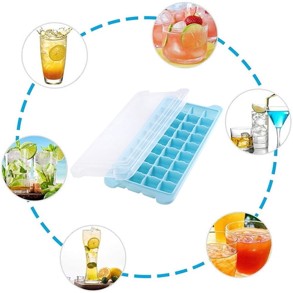 36 Cubes Silicone Ice Tray for Freezer, Flexible Ice Cube Tray with Lid for Jelly, Candy, and Whiskey, Easy-Release BPA-Free Mold for Kitchen, Stackable & Space-Saving