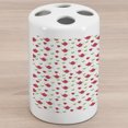 thumbnail image 1 of Tea Party Ceramic Toothbrush Holder, Teapots with Polka Dots and Leaves Tea Time Image Beverage British Design, Decorative Versatile Countertop for Bathroom, 4.5" X 2.7", Dark Coral Green, 1 of 4