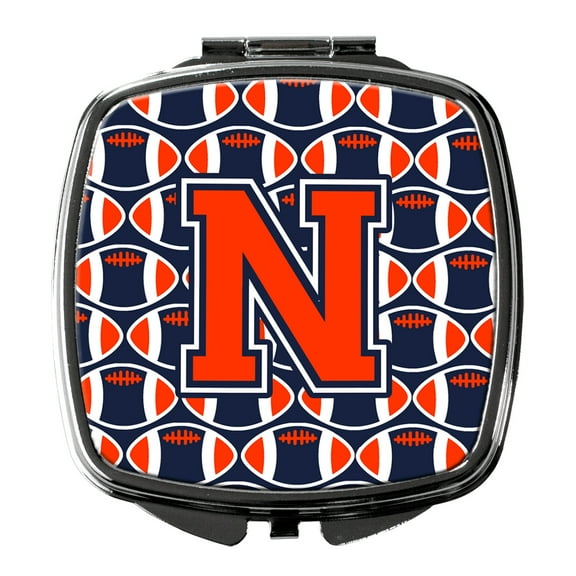 Letter N Football Orange Blue and white Compact Mirror CJ1066-NSCM