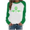 thumbnail image 2 of Mikilon T-Shirt Décontracté à Manches Longues et Col Rond pour Femmes, Patchwork de Printemps, Imprimé pour la Saint-Patrick, 2 of 4