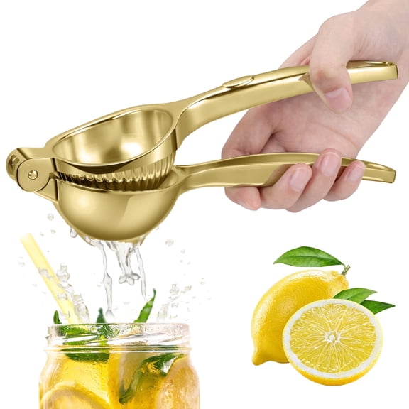 Sopito 304 Stainless Steel Lemon Squeezer, Heavy Duty Hand Citrus Press, Seed-Free Fast Juicer, Gold