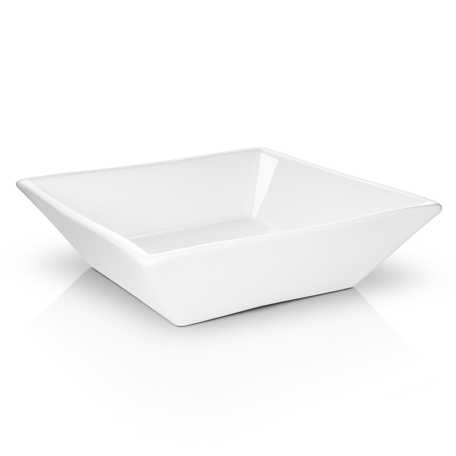 Beveled Square White Bathroom Vanity Bowl Modern Ceramic Vessel Sink 