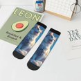 thumbnail image 5 of Salouo Clear Sky Blue Cat Pattern Unisex Middle Tube Socks,Middle-Finger Knee High Socks Over The Calf Tube Stocking Crew Stockings for Women and Men Tube Socks, 5 of 8