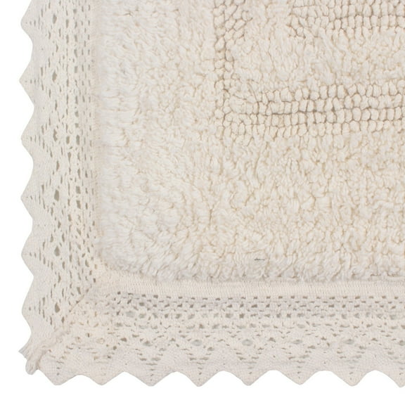 Home Weavers Inc Home Weavers Opulent Bathmat Absorbent Cotton Machine Washable, Reversible Bath Rug Ivory 24"x40"