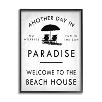 Stupell Industries Another Day In Paradise Beach House Sign Umbrella, 16 x 20, Design by Daphne Polselli