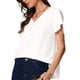 thumbnail image 4 of INSPIRAR CHIC Blusa de mujer de verano con mangas cortas en forma de tulipán, botones frontales, escote en V y bordado en blanco, 4 of 6