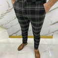 thumbnail image 2 of Yyeselk Men's Slim Fit Suit Pants Stretch Flat-Front Stripe Plaid Dress Pants Skinny Casual Business Work Trousers Black XXL, 2 of 5