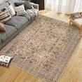 thumbnail image 2 of Area Rugs for Living Room Bedroom, Large Washable Rug, Vintage Floral Boho Non Slip Low Pile Carpet Indoor Dining Room Kids Room Beige Caramel 8 * 10 ft, 2 of 9