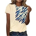 thumbnail image 2 of Delliss Womens Dressy Tops Women's Fashion Casual Short Sleeve Print Round Neck Pullover Top Blouse, 2 of 5