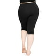 thumbnail image 3 of Stretch Is Comfort Women's Cotton/Spandex Plus Size Knee Length Leggings Black 5X, 3 of 6