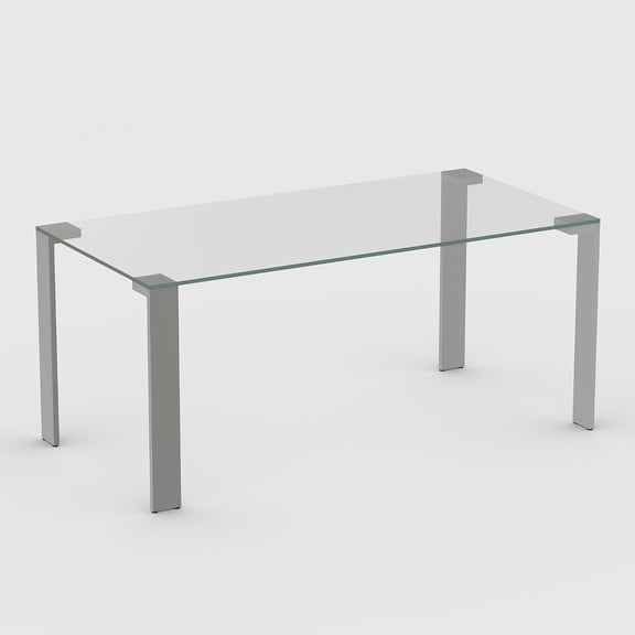 66.9" Modern Clear Glass Dining Table for 6–8 People, Clear Rectangle Tempered Glass Top with Metal Legs, Minimalist Kitchen & Dining Room Table