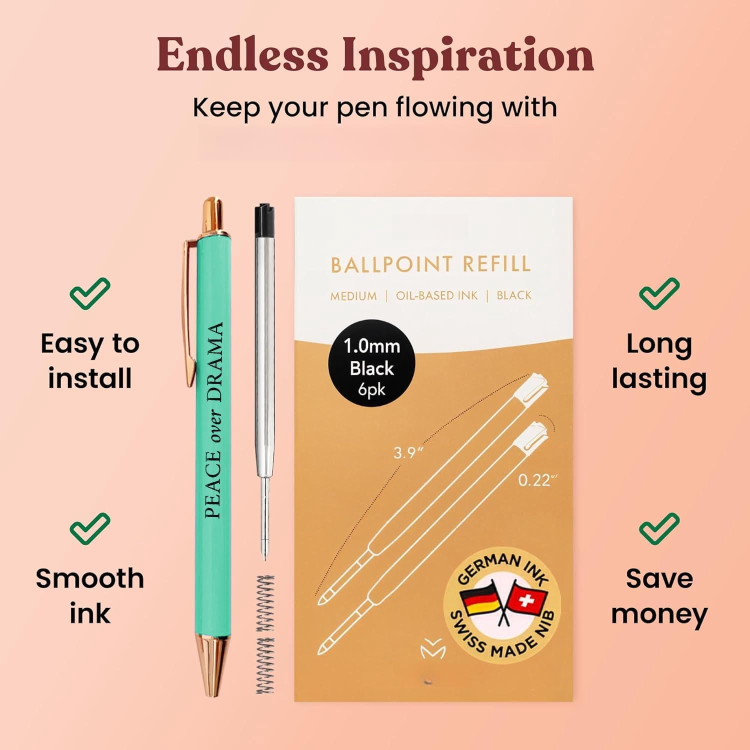 3pcs High End Luxury Happy Divorce Gifts For Women  Strong Woman Gift To Cheer Someone Up Break Boss & Friends. German-ink 1mm Swiss-tip Motivational Pens