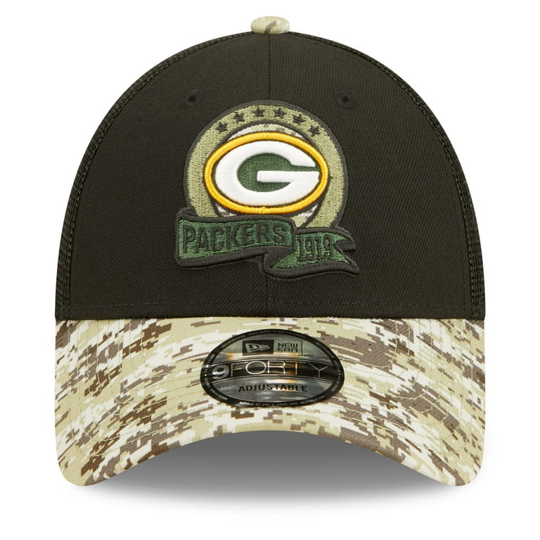 Youth New Era Black/Camo Green Bay Packers 2022 Salute To Service 9FORTY  Snapback Trucker Hat - OSFA 